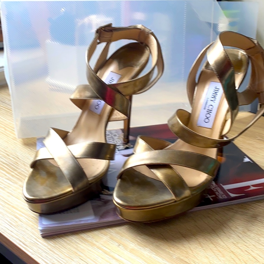 JIMMY CHOO GOLD/BRONZE size 40